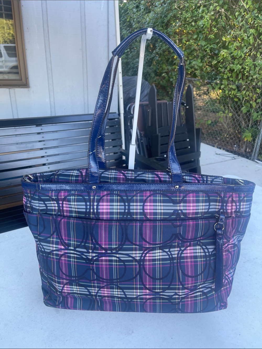 Coach Poppy Tartan Plaid Large Coach diaper bag. EUC - Picture 9 of 16